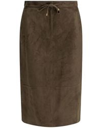 Max Mara - Suede Leather Midi Skirt - Lyst
