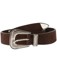 Brunello Cucinelli - Suede Leather Belt With Engraved Western Buckle - Lyst