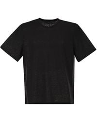Majestic - Stretch Linen T-Shirt With Round Neckline - Lyst