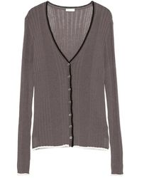 Roberto Collina - Contrasting Hem V-Neck Ribbed Cardigan - Lyst