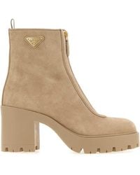 Prada - Suede Ankle Boots - Lyst