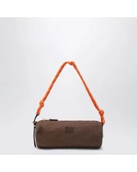Miu Miu - Cotton Gabardine Pouch, Embroidered Logo, Cocoa - Lyst