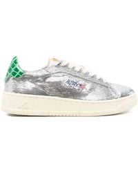 Autry - Shiny Sequin Low-Top Sneakers - Lyst