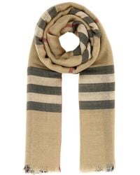 Burberry - Embroidered Wool Blend Scarf - Lyst