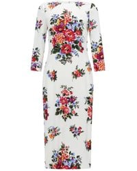 Dolce & Gabbana - Dolce & Gabbana Midi Dress With Floral Print - Lyst