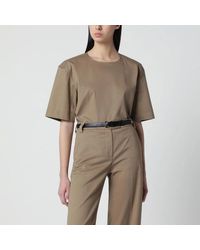 THE LATEST - Shortsleeve Cognac Cotton Top - Lyst