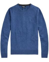 Polo Ralph Lauren - Crewneck Sweater With Ribbed Cuffs And Subtle Embroidery - Lyst