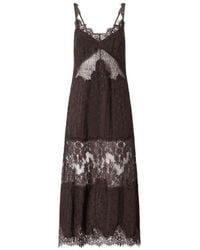 Pinko - Jacquard Fabric And Lace Slipdress - Lyst