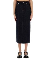Moschino - Long Denim Skirt - Lyst