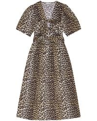 Ganni - Dress With Animal Print - Lyst