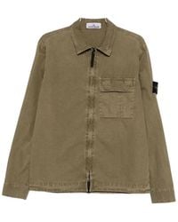 Stone Island - Regular Fit Overshirt With Zip And Pocket - Lyst