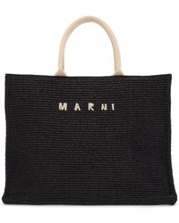 Marni - Large Raffia Effect Tote Bag - Lyst