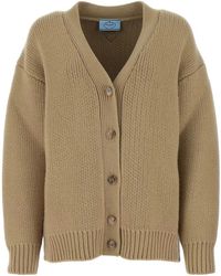 Prada - Cappuccino Wool Blend Oversize Cardigan - Lyst