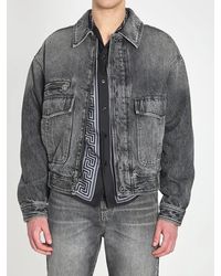 Versace - Stone-Wash Denim Bomber Jacket - Lyst