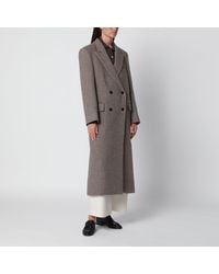 Source Unknown - Reyna Double-Breasted Herringbone Coat - Lyst