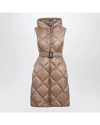 Max Mara - Camel Belted Sleeveless Down Jacket - Lyst