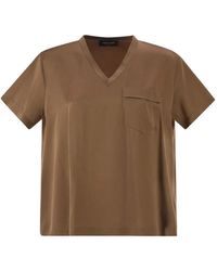 Fabiana Filippi - V-Neck Satin Top With Elegant Pocket - Lyst