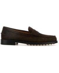 Tod's - Dark Suede Loafers - Lyst