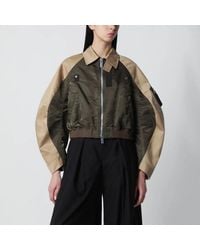 Sacai - Khaki/ Nylon Zip Jacket - Lyst