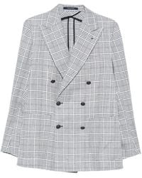 Tagliatore - Double-Breasted Plaid Blazer - Lyst