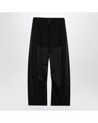 Sacai - Wideleg Wool Trousers With Panels And Belt - Lyst
