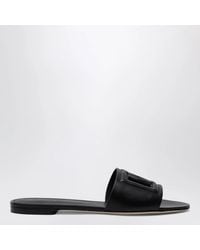 Dolce & Gabbana - Dolce&Gabbana Leather Slides With Dg Logo - Lyst