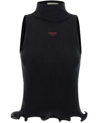 Fendi - Logo Cotton Tank Top - Lyst