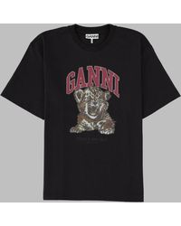 Ganni - T-Shirt Tiger Print Organic Cotton T-Shirts - Lyst