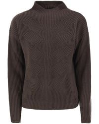 Herno - Pure Wool Jumper With Textured Knit And High Neck - Lyst