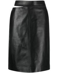 Fendi - Leather Midi Skirt - Lyst