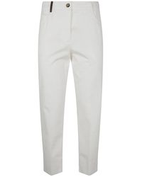Peserico - Light Cotton Satin Stretch Trousers - Lyst