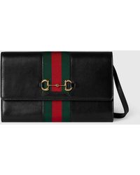 Gucci - Horsebit Web Wallet With Strap - Lyst