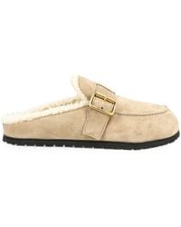 Prada - Shearling-Lined Buckle-Fastening Mules - Lyst