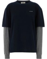 Miu Miu - Midnight Wool Blend Sweater - Lyst