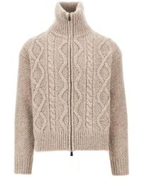 Piacenza Cashmere - Cashmere-Blend Cable Knit Cardigan - Lyst