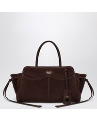 Prada - Large Dark Suede Carry Bag - Lyst