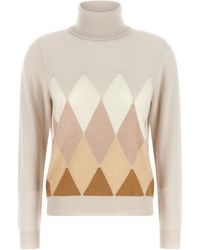 Ballantyne - 'New Diamond' Turtleneck Sweater With Diamond Intarsia - Lyst