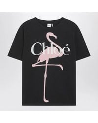 Chloé - Oversized T-Shirt With Logo And Flamingo Print - Lyst
