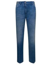 【関税&送料込】Versace Pant Denim Stone Wash Denim Fabric Versace Mid-Rise Stone Wash Denim Wide-Leg Pants | Neiman Marcus