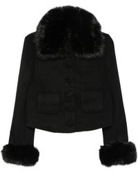 Self-Portrait - Self-Portrait Faux-Fur Trim Jacket - Lyst