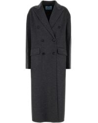 Prada - Dark Grey Wool Blend Coat - Lyst