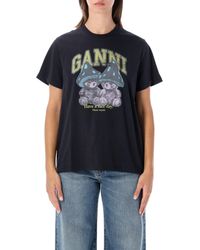 Ganni - Basic Tshirt Ss Relaxed Teddy Mushrooms - Lyst