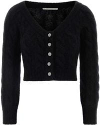 Alessandra Rich - Mohair Blend Sequin Cable Knit Off-Shoulder Top - Lyst