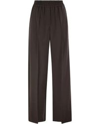 Brunello Cucinelli - Stretch Virgin Wool Fluid Trousers - Lyst