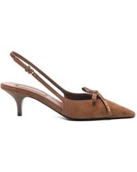 Miu Miu - Suede Slingback Pumps With Bow - Lyst