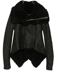 Rick Owens - Naska Asymmetric Jacket With Shearling Trim - Lyst