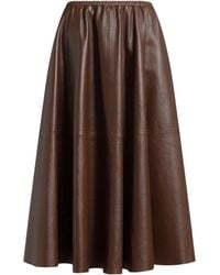 Alberta Ferretti - Flared Leather Midi Skirt - Lyst