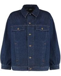 A.P.C. - Cropped Denim Jacket With Classic Collar - Lyst