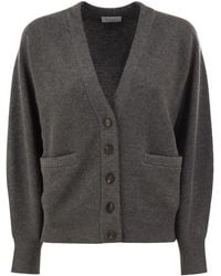 Brunello Cucinelli - Ribbed Cashmere V-Neck Cardigan - Lyst