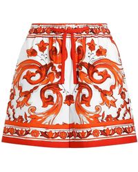 Dolce & Gabbana - Dolce & Gabbana Majolica-Print Bermuda Poplin Shorts - Lyst